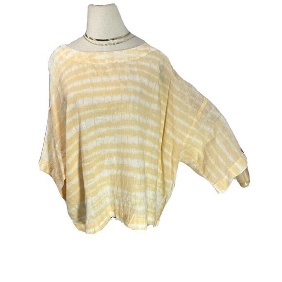 J. Jill Pure Jill Boxy 100% Linen Top Large Tie Dye Shibori Kimono - Picture 3 of 14